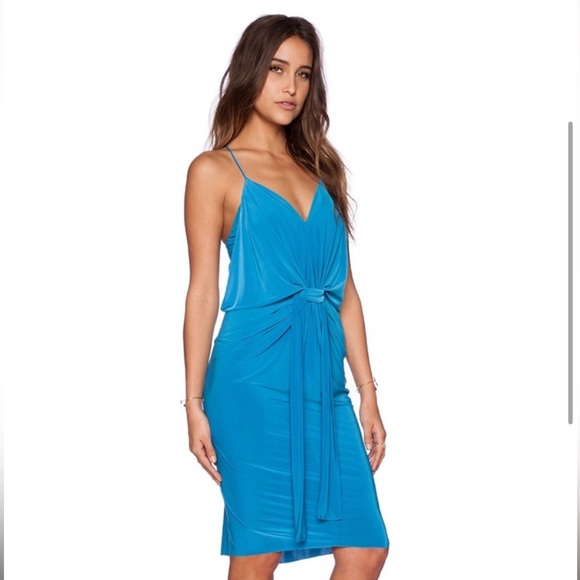 GORGEOUS turquoise midi dress. Knot front flattering on tummy. - Picture 2 of 4